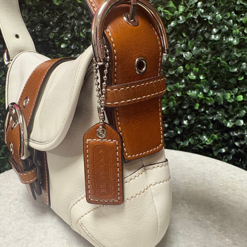 Coach SoHo Shoulder Bag white brown leather vintage y2k - Picture 4 of 15